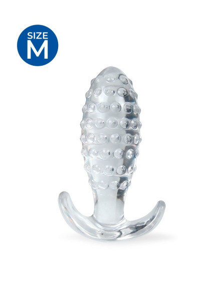 Прозрачная анальная пробка с шишечками - 8 см.