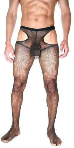 Оригинальные мужские колготы в мелкую сетку с интимными вырезами Оригинальные мужские колготы в мелкую сетку с интимными вырезами