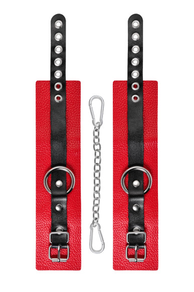 Красно-черные мягкие оковы с одним ремешком и люверсами