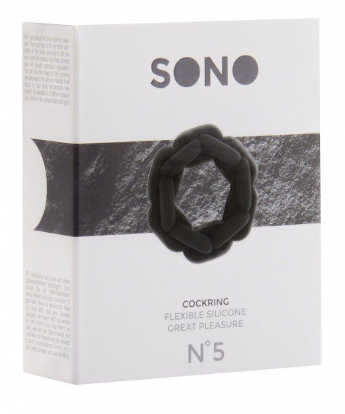 Чёрное эрекционное кольцо SONO №5 Чёрное эрекционное кольцо SONO №5