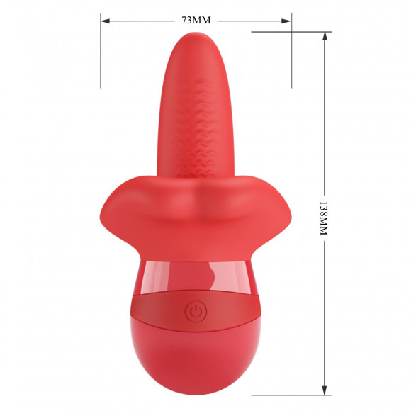 Красный вибратор с подвижным язычком Obelia