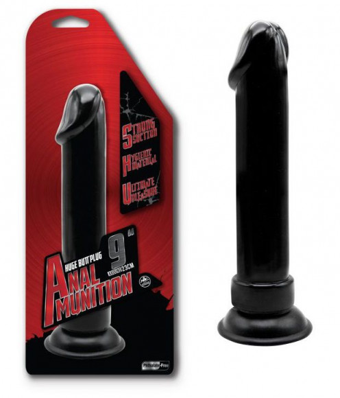 Чёрный анальный фаллоимитатор - 22,8 см.