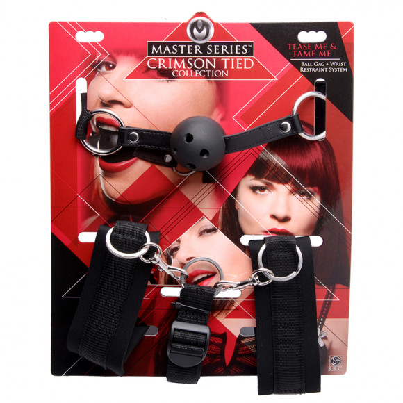 БДСМ-набор из кляпа с шариком и манжет-наручников БДСМ-набор из кляпа с шариком и манжет-наручников