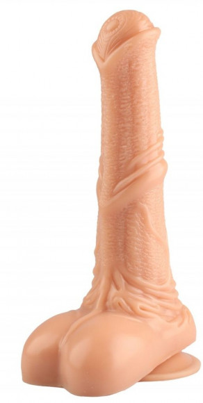 Телесный фаллоимитатор-реалистик с мошонкой - 25 см. Телесный фаллоимитатор-реалистик с мошонкой - 25 см.
