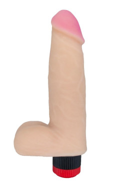 Фаллоимитатор с мошонкой и вибрацией - 20,7 см. Фаллоимитатор с мошонкой и вибрацией - 20,7 см.