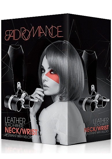 Черный кожаный бандаж с оковами Черный кожаный бандаж с оковами