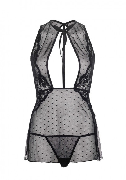 Оригинальная сорочка в горошек с кружевной отделкой Оригинальная сорочка в горошек с кружевной отделкой