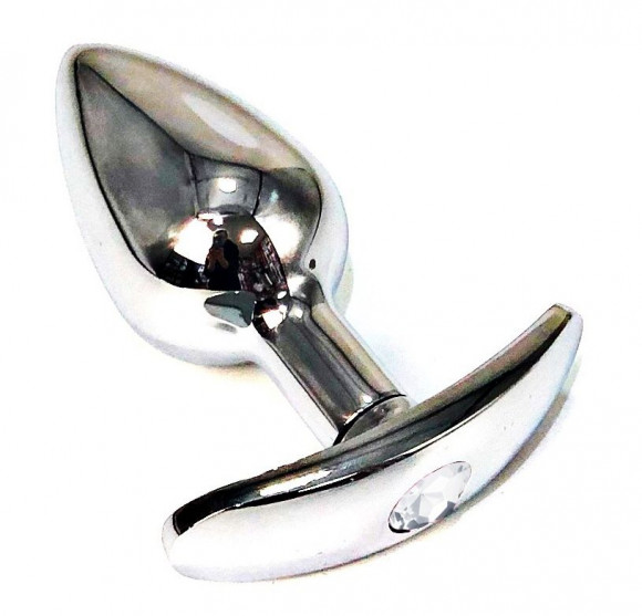 Серебристая анальная пробка для ношения с прозрачным кристаллом - 6 см. Серебристая анальная пробка для ношения с прозрачным кристаллом - 6 см.