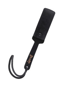 Черный твердый пэддл из натуральной кожи и дерева - 33 см. Черный твердый пэддл из натуральной кожи и дерева - 33 см.