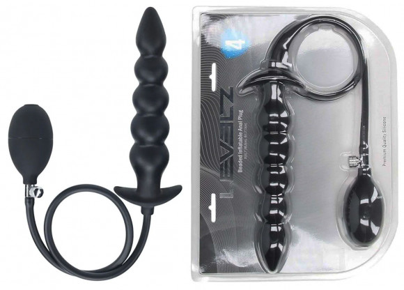 Черная анальная елочка с функцие расширения Beaded Inflatable Silicone Anal Plug Черная анальная елочка с функцие расширения Beaded Inflatable Silicone Anal Plug