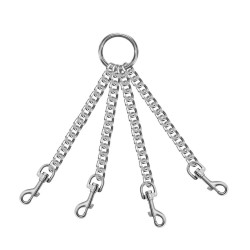 Четыре серебристые цепи с карабинами на кольце Четыре серебристые цепи с карабинами на кольце