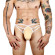 Бежевые сексуальные трусы-стринги на тонких белых бретелях