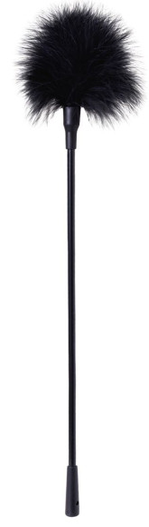 Чёрная щекоталка из пластика с пушком на кончике - 41,5 см. Чёрная щекоталка из пластика с пушком на кончике - 41,5 см.