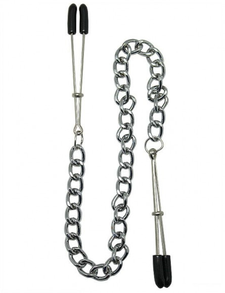 Зажимы для сосков с серебристой цепочкой Зажимы для сосков с серебристой цепочкой