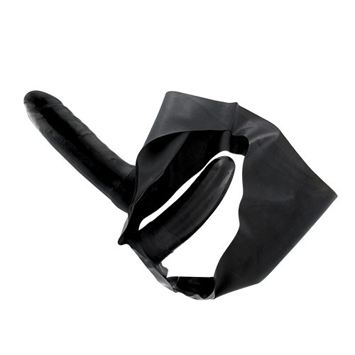 Чёрный латексный страпон с вагинальной пробкой STRAP ON WITH DOUBLE DILDO TWO TIMES LATEX - 16 см. Чёрный латексный страпон с вагинальной пробкой STRAP ON WITH DOUBLE DILDO TWO TIMES LATEX - 16 см.