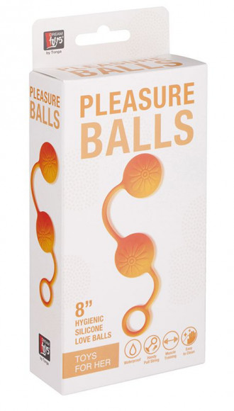 Оранжевые вагинальные шарики с цветочками на поверхности Оранжевые вагинальные шарики с цветочками на поверхности