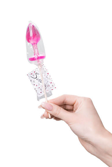 Розовый леденец  в форме анальной втулки со вкусом айриш крим - 29 гр.