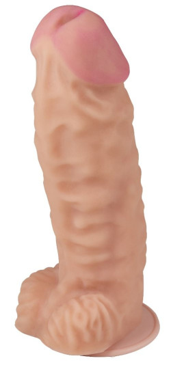 Телесный фаллоимитатор-супергигант с мошонкой на присоске - 39 см. Телесный фаллоимитатор-супергигант с мошонкой на присоске - 39 см.