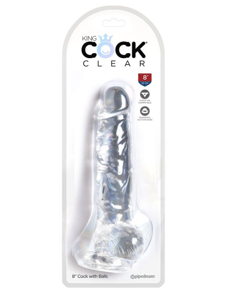 Прозрачный фаллоимитатор 8 Cock with Balls - 22,2 см. Прозрачный фаллоимитатор 8 Cock with Balls - 22,2 см.