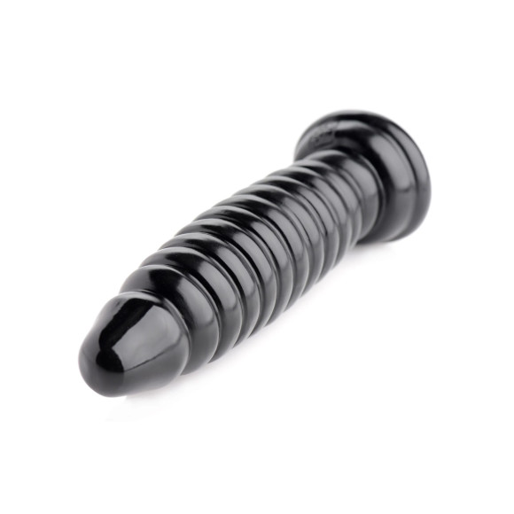 Черный ребристый анальный фаллоимитатор - 17,8 см. Черный ребристый анальный фаллоимитатор - 17,8 см.