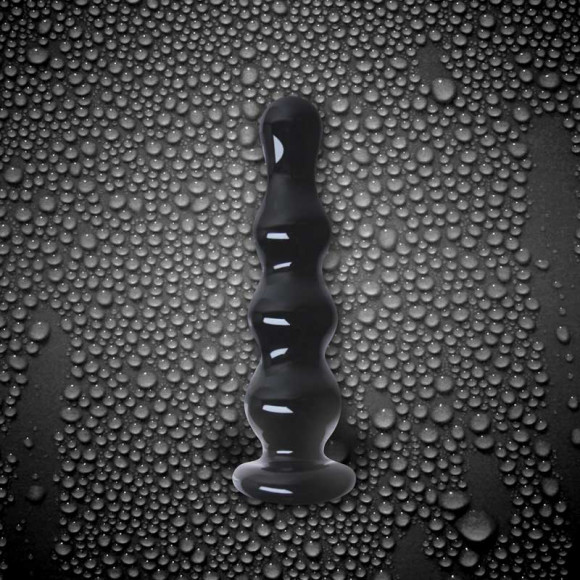 Черный стеклянный анальный стимулятор Crystal - Ripples Черный стеклянный анальный стимулятор Crystal - Ripples