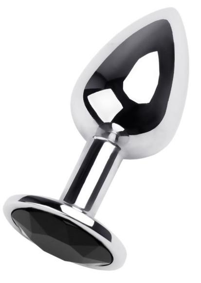 Маленькая коническая серебристая анальная пробка с черным кристаллом - 7 см. Маленькая коническая серебристая анальная пробка с черным кристаллом - 7 см.