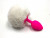 Розовая анальная пробка размера S с пушистым белым хвостиком зайки
