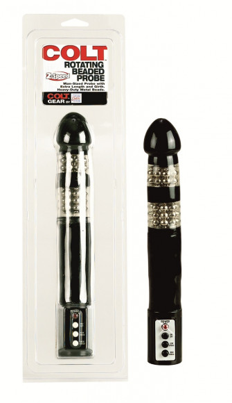 Чёрный анальный ротатор Colt Rotating Beaded Probe - 28 см. Чёрный анальный ротатор Colt Rotating Beaded Probe - 28 см.