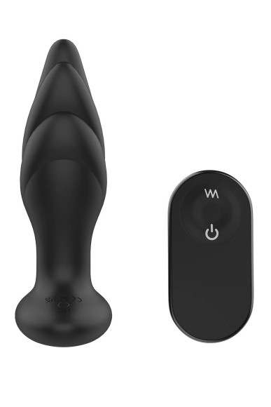 Черная анальная вибропробка Angelina Remote Rotating Plug - 14 см. Черная анальная вибропробка Angelina Remote Rotating Plug - 14 см.