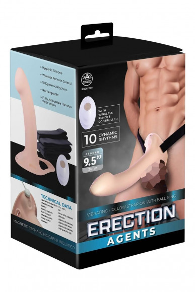 Телесный полый страпон с вибрацией Erection Agents - 24,1 см. Телесный полый страпон с вибрацией Erection Agents - 24,1 см.