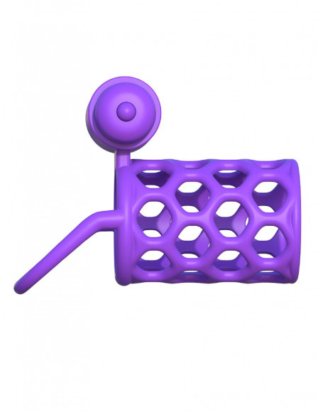 Фиолетовая насадка с подхватом мошонки и вибропулей Фиолетовая насадка с подхватом мошонки и вибропулей
