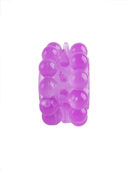 Лиловое эрекционное кольцо с 2 рядами стимулирующих шариков