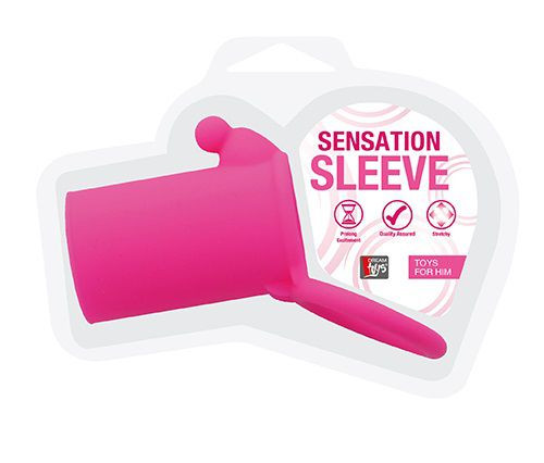 Розовая насадка-эректор NEON SENSATION SLEEVE WITH TICKLER Розовая насадка-эректор NEON SENSATION SLEEVE WITH TICKLER