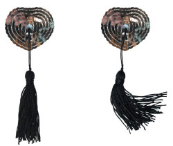 Серебристые пэстисы-сердечки Gipsy с черными кисточками Серебристые пэстисы-сердечки Gipsy с черными кисточками