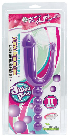 Фиолетовый анальный стимулятор с 3 отростками - 28 см. Фиолетовый анальный стимулятор с 3 отростками - 28 см.