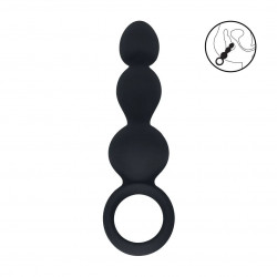 Черная анальная елочка Beaded Silicone Anal Probe with Loop Черная анальная елочка Beaded Silicone Anal Probe with Loop