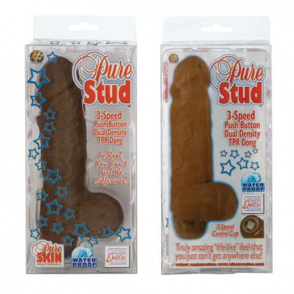 Вибромассажер коричневого цвета Pure Stud - 16 см. Вибромассажер коричневого цвета Pure Stud - 16 см.