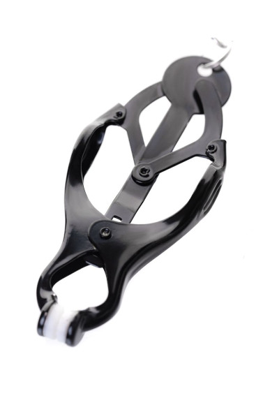 Черно-серебристые зажимы для сосков с кольцом для пениса TOYFA Metal Черно-серебристые зажимы для сосков с кольцом для пениса TOYFA Metal