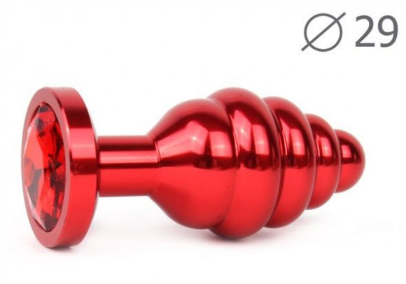 Красная анальная втулка с кристаллом - 7,1 см. Красная анальная втулка с кристаллом - 7,1 см.