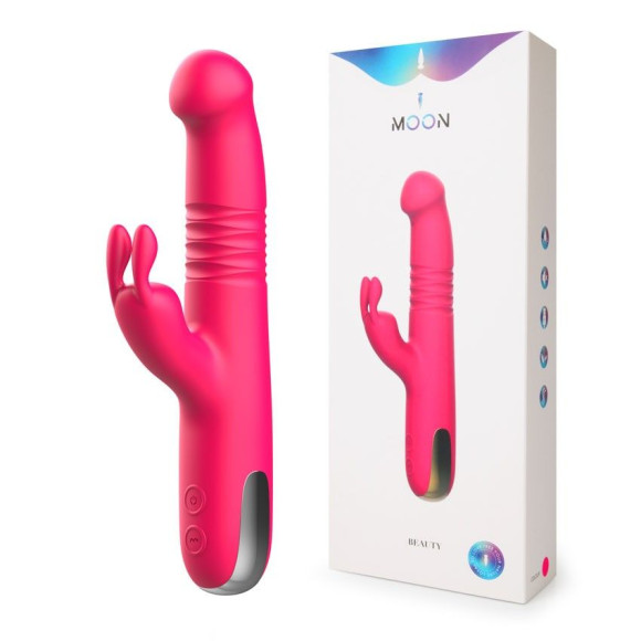 Розовый вибратор-ротатор со стимулятором клитора и возвратно-поступательными движениями - 22,4 см. Розовый вибратор-ротатор со стимулятором клитора и возвратно-поступательными движениями - 22,4 см.