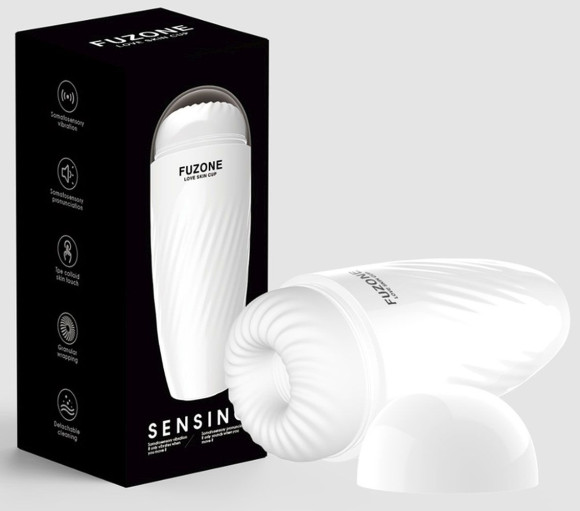 Белый мастурбатор с вибрацией в колбе Fuzone