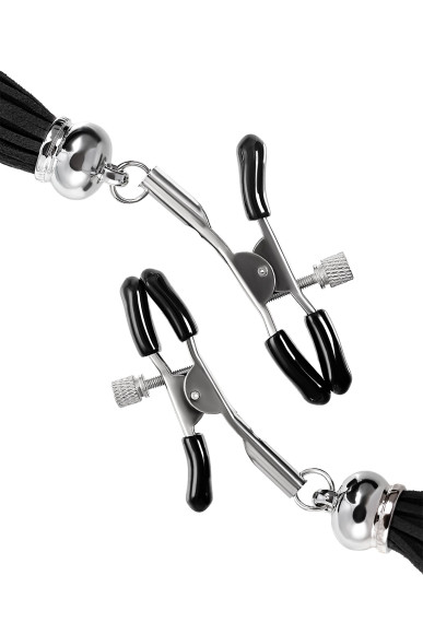 Зажимы на соски «Прищепки» с черными кисточками из замши Зажимы на соски «Прищепки» с черными кисточками из замши