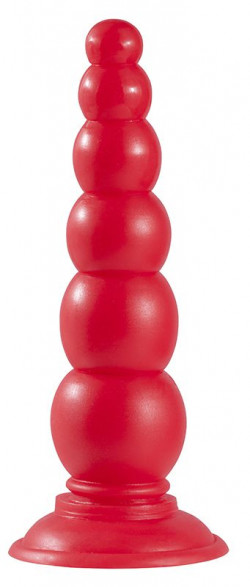 Красная анальная пробка-ёлочка MENZSTUFF BEADED PROBE - 16,5 см.