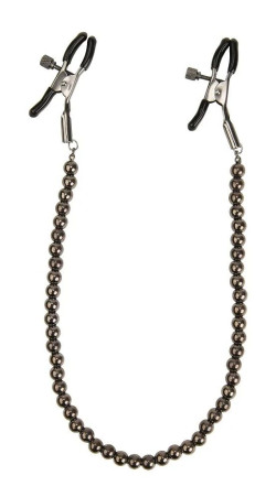 Зажимы на соски с черными бусами