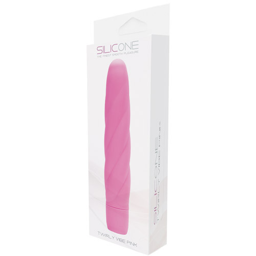 Розовый вибратор со спиралевидным рельефом TWIRLY VIBE SILICONE - 19 см.