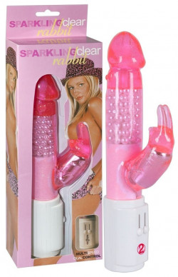 Розовый многофункциональный вибратор Horny Rabbit - 25 см.