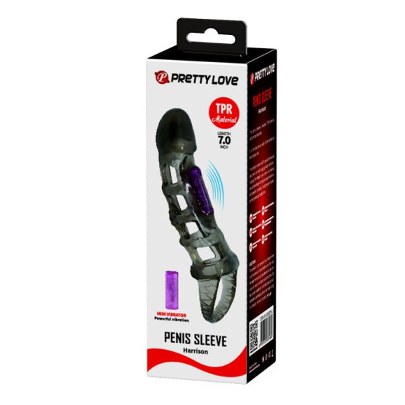 Дымчатая вибронасадка на пенис с подхватом Harrison - 18 см. Дымчатая вибронасадка на пенис с подхватом Harrison - 18 см.