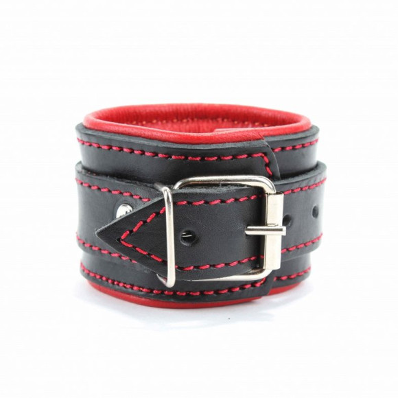 Черные наручники с красным подкладом Черные наручники с красным подкладом