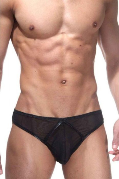 Черные трусы-слипы с блестящей окантовкой Черные трусы-слипы с блестящей окантовкой