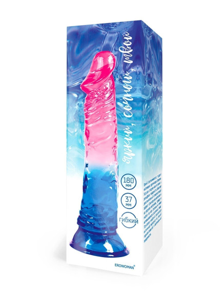 Яркий розово-синий фаллоимитатор с присоской Яркий розово-синий фаллоимитатор с присоской